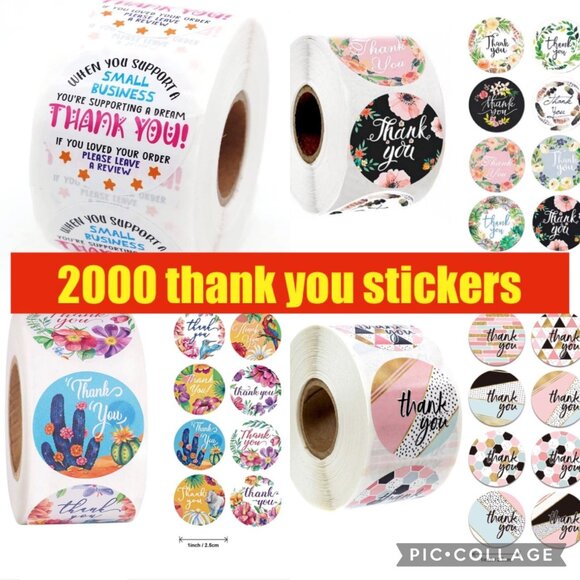 Custom Variety Pack Other - 2000 mixed thank you stickers various designs